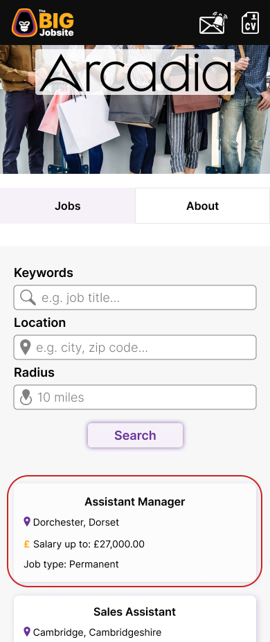 The BIG Jobsite : original company profile page