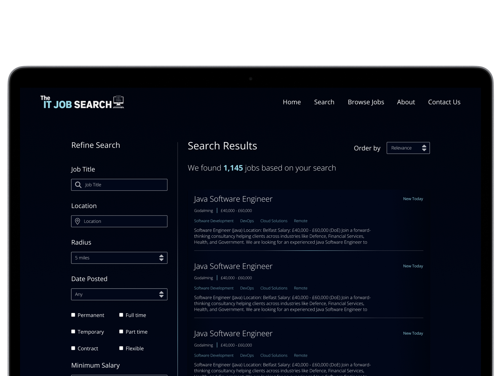 The BIG Jobsite : job platform page