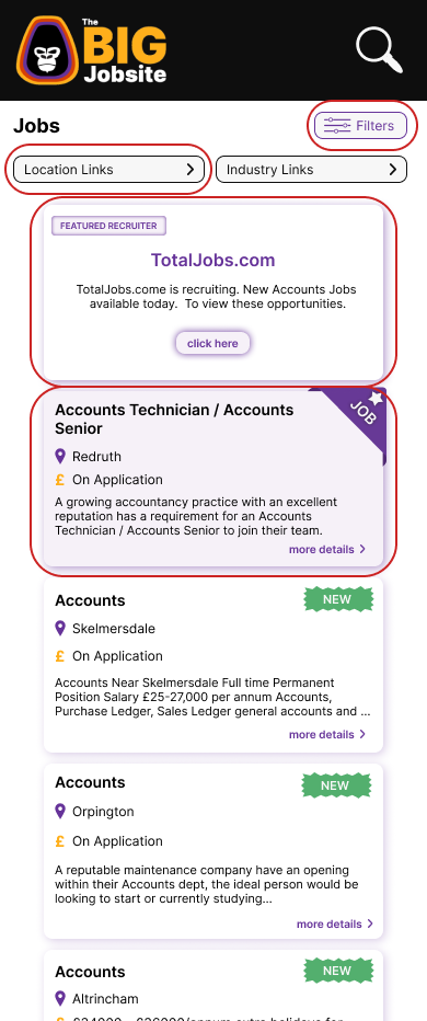 The BIG Jobsite : original results page